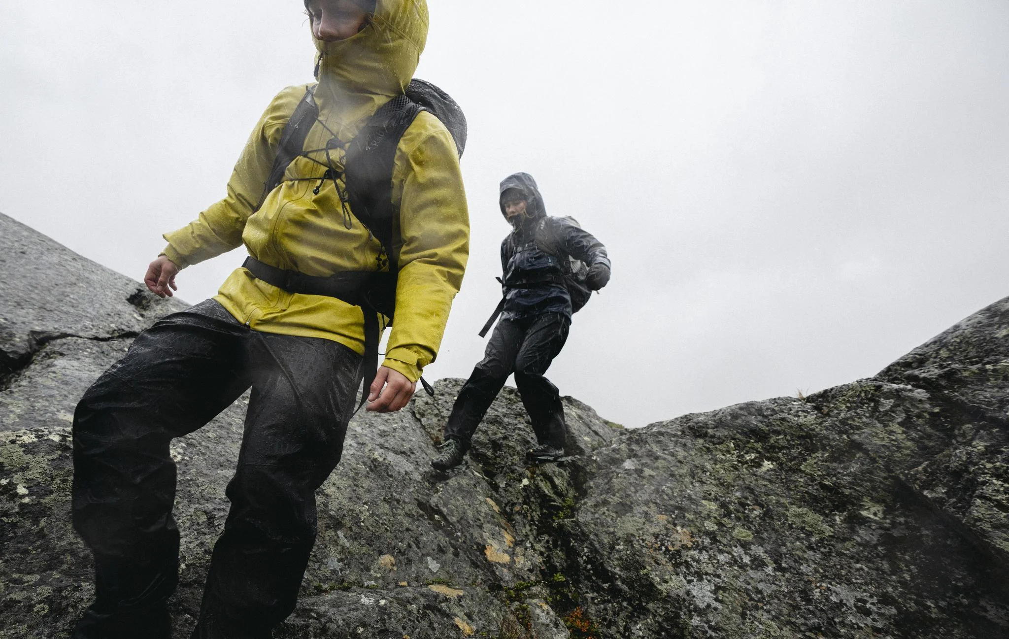 Firewall Mountain Jacket_QWG-96-DPL; Firewall Mountain Pants_QWG-98-BLK; Muon 50_QAP-48-BLK; Firewall Mountain Jacket Wmns_QWG-97-TMB; Firewall Mountain Pants Wmns_QWG-99-BLK; Muon ND50_QAP-50-PEG